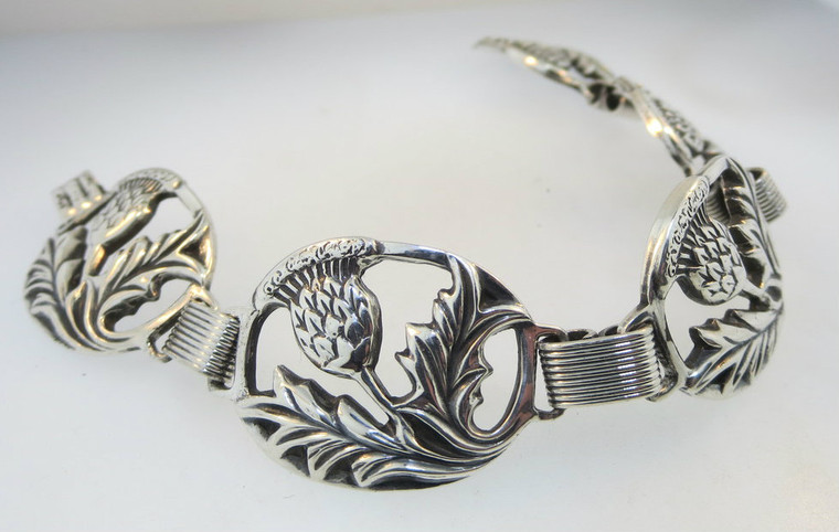 Vintage Sterling Silver Danecraft Flower Link Bracelet *