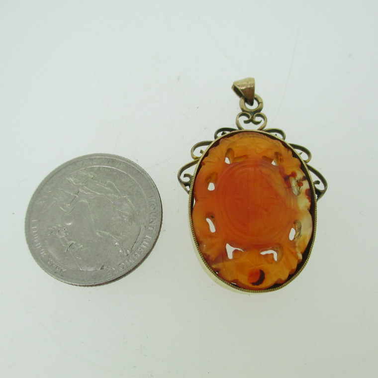 Gold Filled Carved Carnelian Pendant