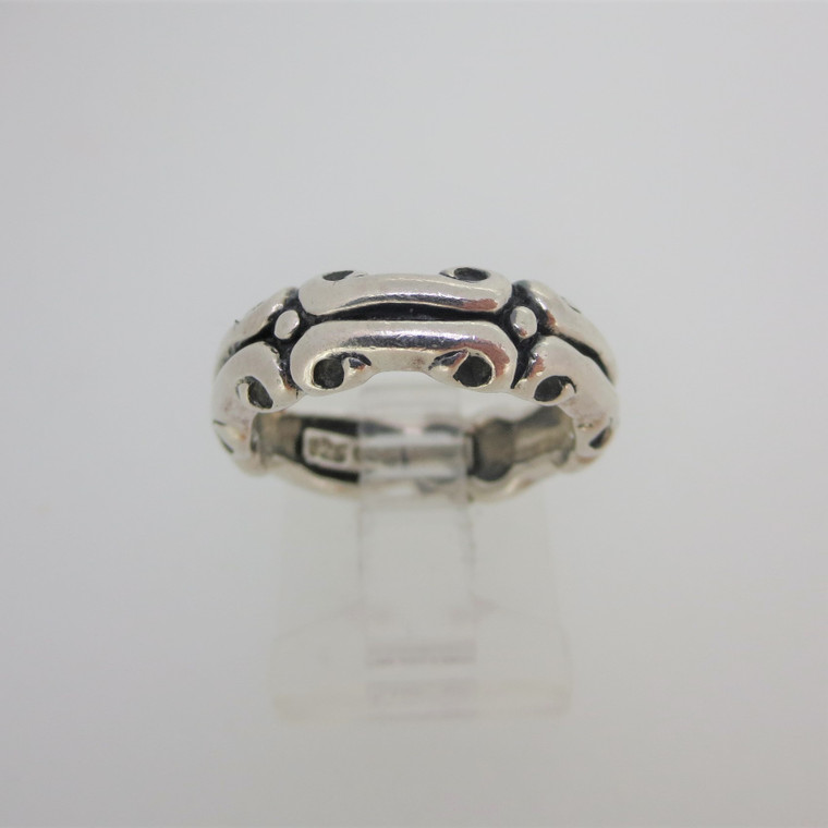 Sterling Silver SE Signed Whimsical Design Band Ring Size 6