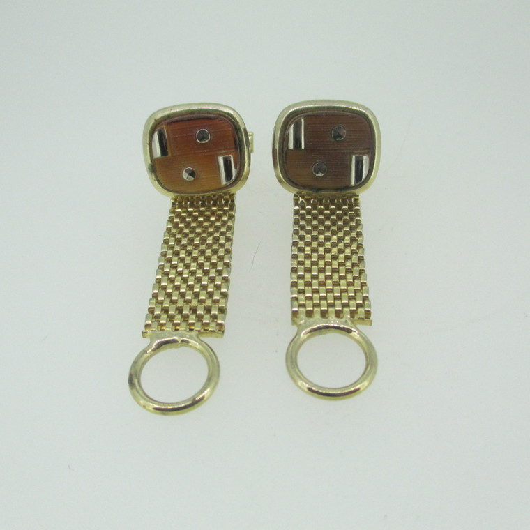 Vintage Gold Tone Line and Dot design Mesh Cuff Links (B12550)