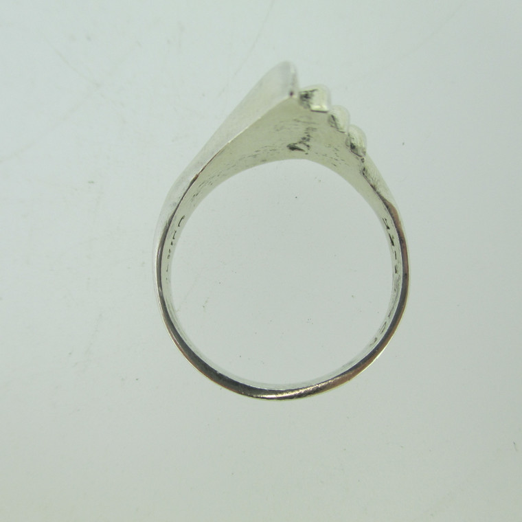 Sterling Silver Ring with Texture Triangle Shaped Size 9