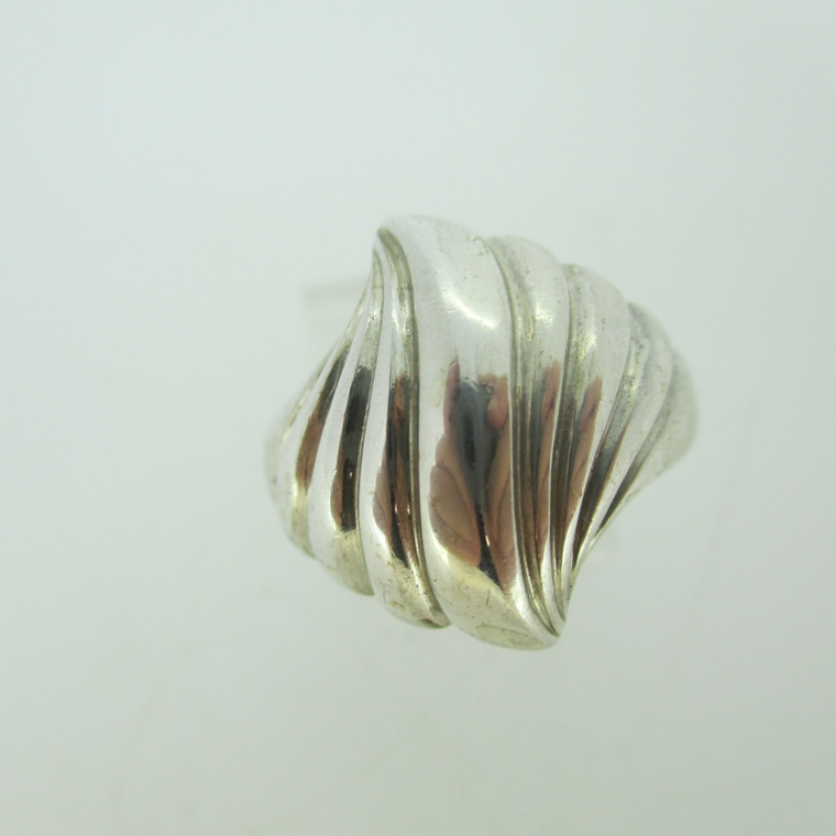 Sterling Silver Ring with Wavy Texture Size 8 