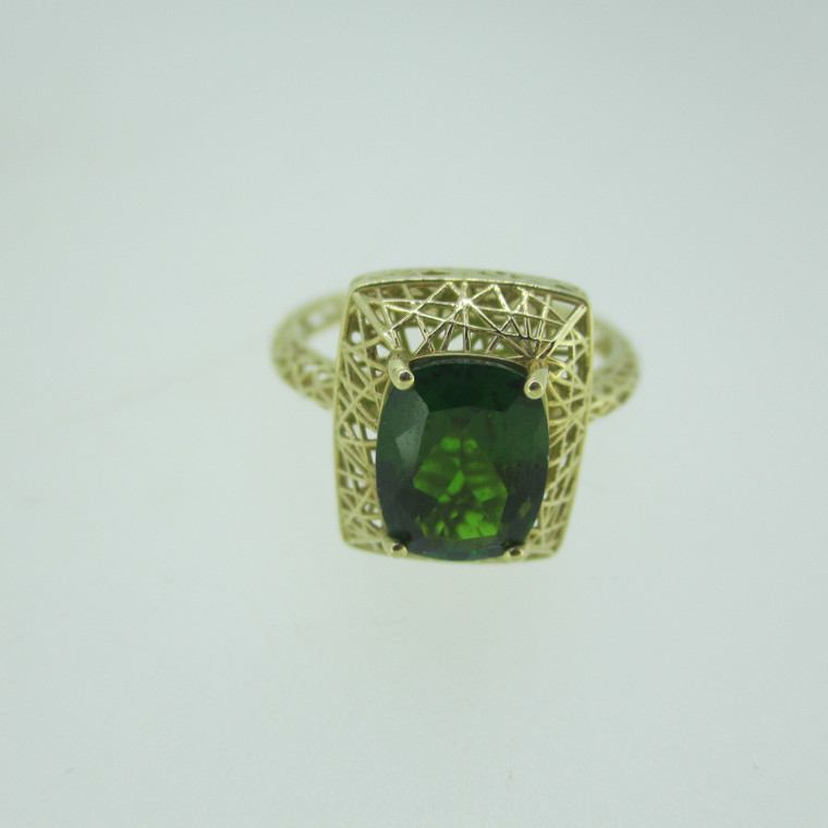 10k Yellow Gold Chrome Diopside Wire Style Ring Size 7