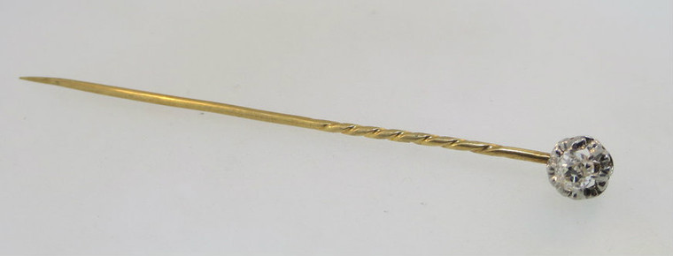 CA 1900 Gold Approx. .25ct Mine Cut Diamond Stick Pin