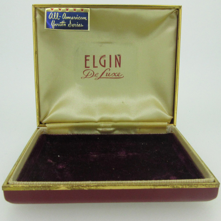 Vintage Elgin De Luxe Youth Series Red Cardboard Watch Box (B12491)