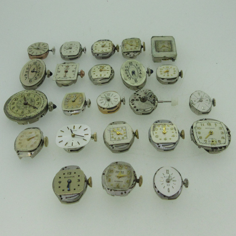 Lot of 23 Vintage Swiss and U.S.A. Omega, Longines and More Mechanical Movements and Dials Parts (B12807)