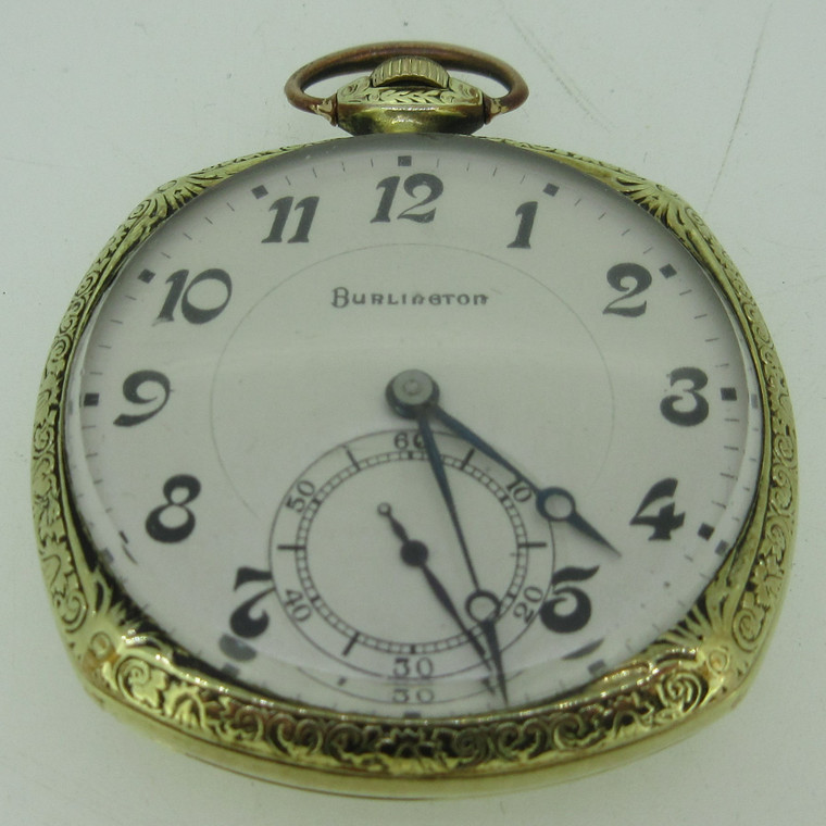 Antique 1923 Burlington Grade 275 Model 3 12s 21J 14k Gold Filled Pocket Watch (B12884)