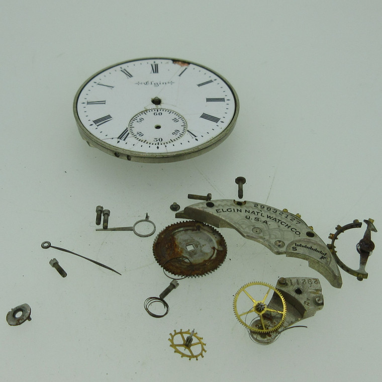 Antique 1927 Elgin Grade 303 Model 3 12s 7J Movement and Dial Parts