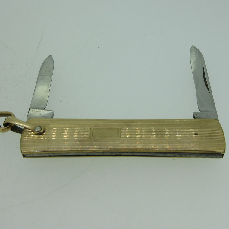 Antique Swank 10K Gold Filled Pocket Watch Chain with Gold Filled Watch Knife (B13276)