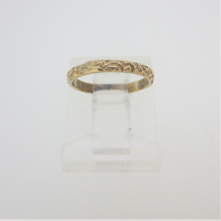 Vintage 10k Yellow Gold Baby Child Textured Pattern Band Ring