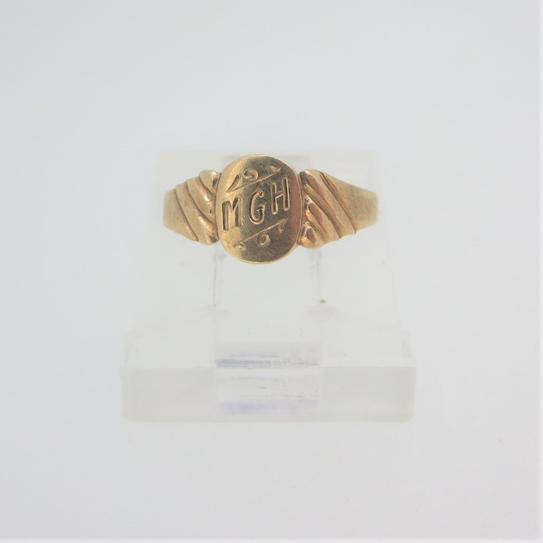 Vintage 10k Yellow Gold Baby or Child Monogram Signet Ring Initials MGH