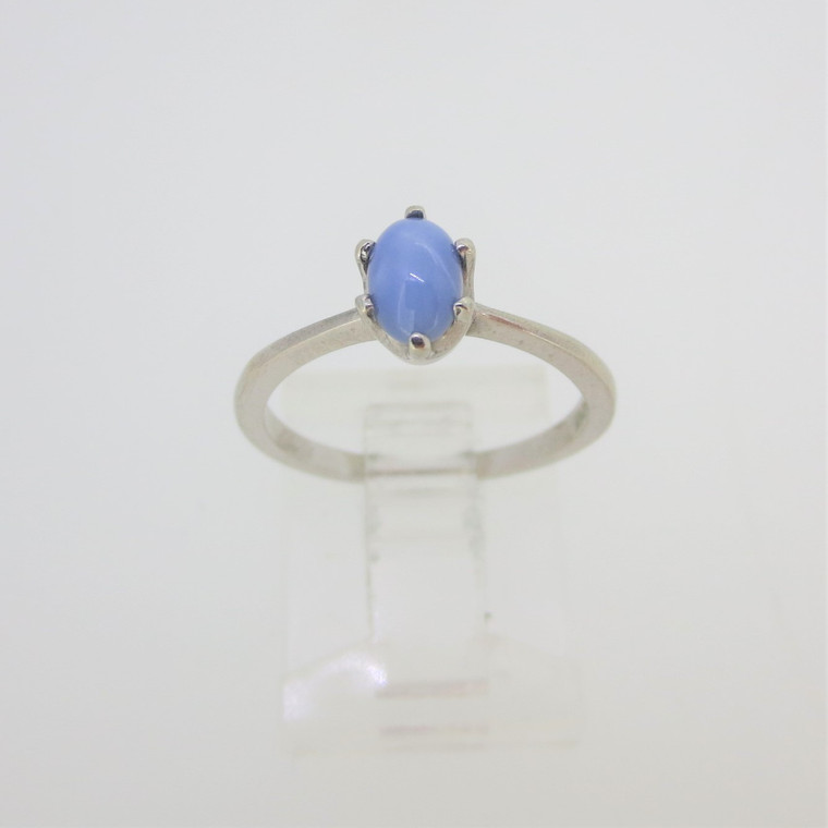 10k White Gold Light Blue Created Star Sapphire Ring Size 6