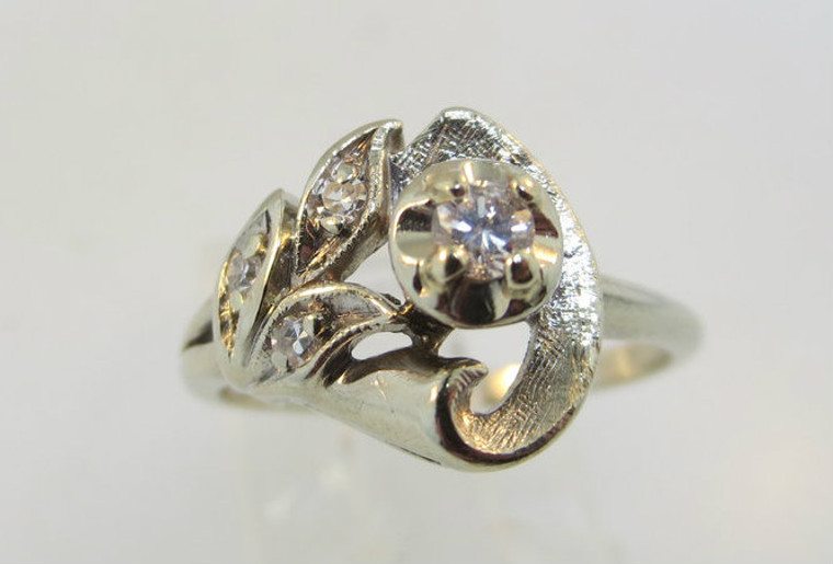 Vintage 14k Kavnar Approx. .08Ct Round Brilliant Diamond Ring Size 6 ¾ *