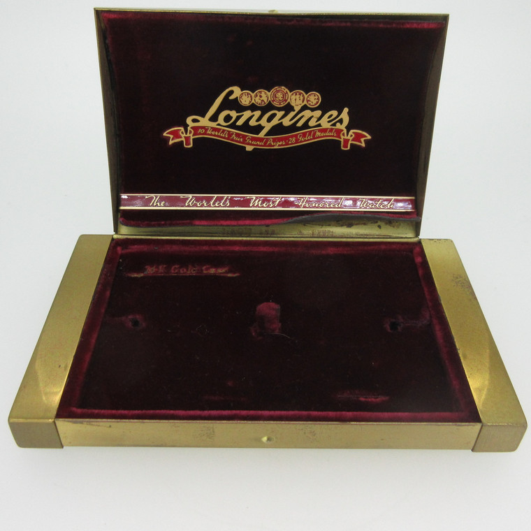 Vintage Longines Gold Tone Metal 14k Solid Gold Watch Box (B14207)