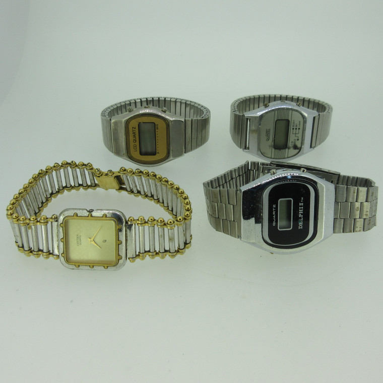 Lot of 4 Vintage Citizen Delphi II and Quintel Quartz Watches Parts (B14497)