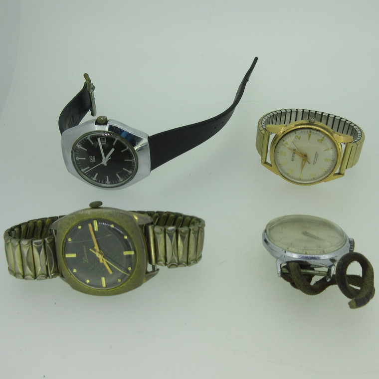 Lot of 4 Vintage Mechanical Q&Q Mech Westclox Belforte and Lucerne Watches Parts (B14498)