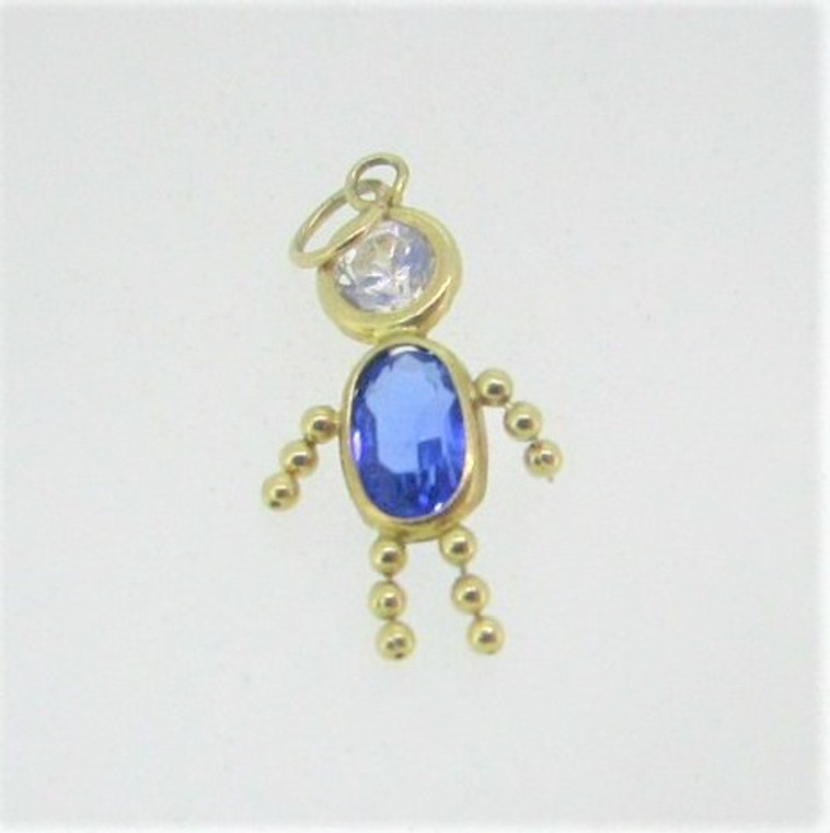 14k Yellow Gold Created Sapphire September Birthstone Boy Pendant Charm