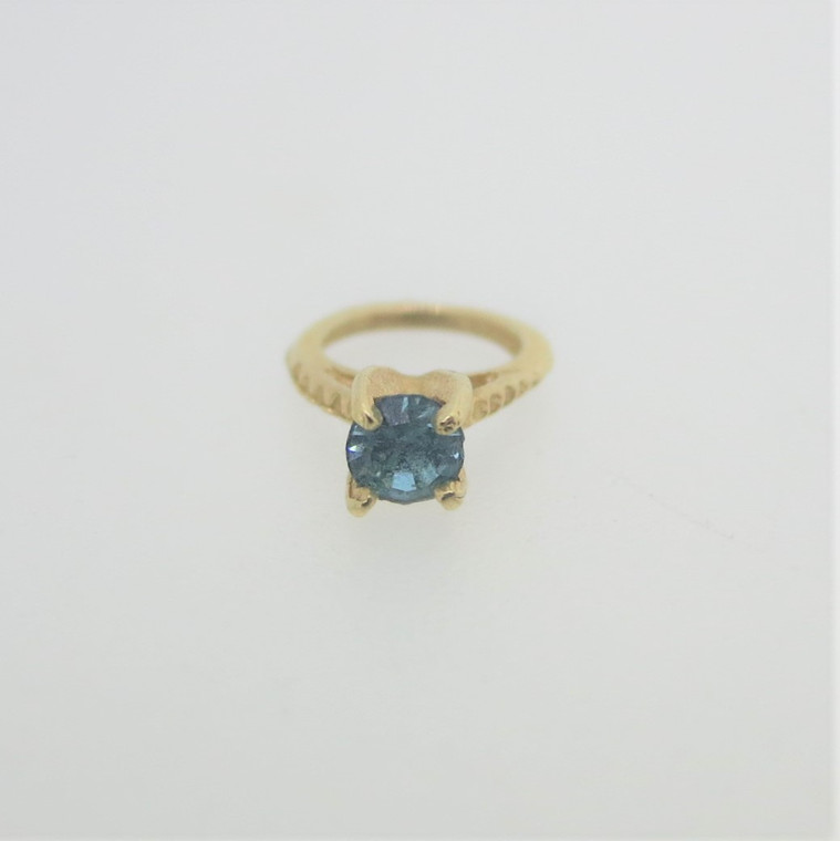 14k Yellow Gold December Birthstone Created Blue Zircon Ring Charm