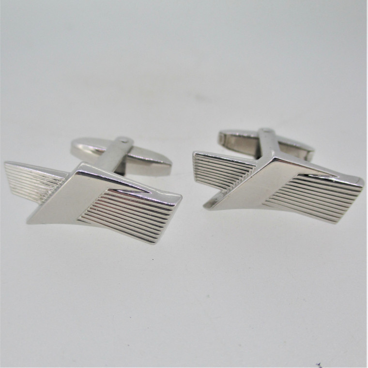 Foster Abstract Belted Silver Tone Cufflinks