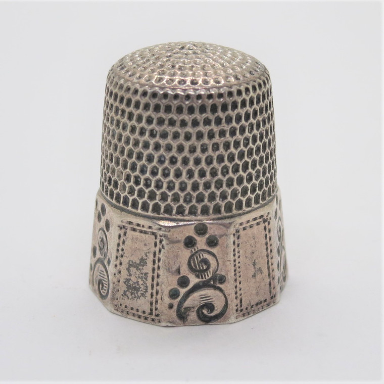Antique Sterling Silver Simons Brothers 10-Panel Thimble Size 10 No Monogram