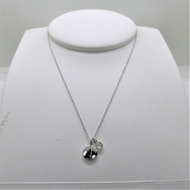 Touchstone Crystal by Swarovski Rhodium Plated Initial I Crystal Mini Chanelle Necklace