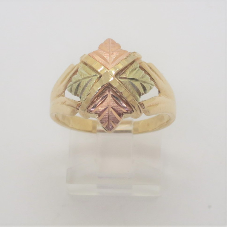 10k Yellow & Black Hills Gold CCO 4 Leaves Contemporary Design Ring Size 8 1/4