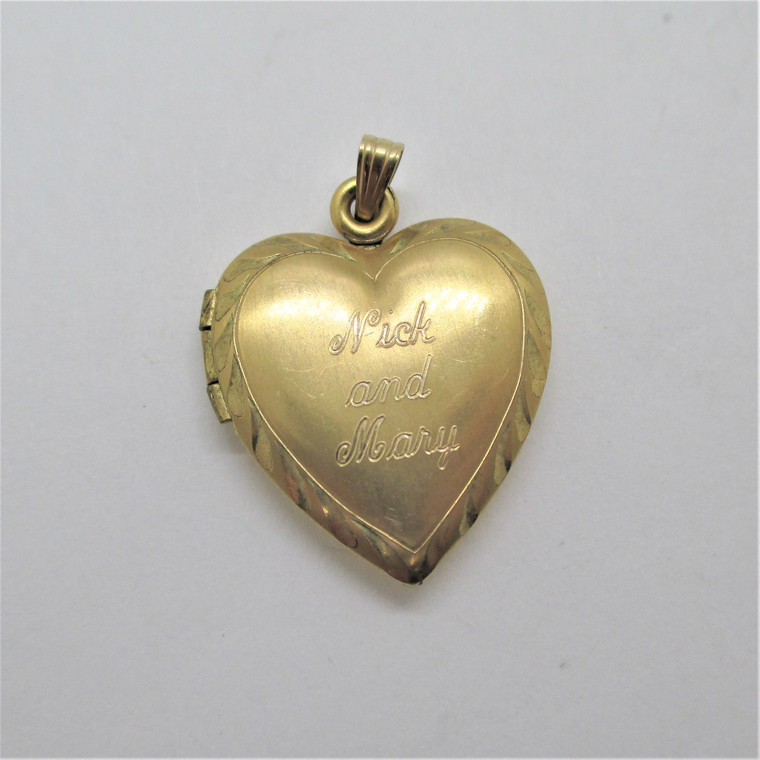 12KT Gold Filled Engraved Nick and Mary Heart Locket