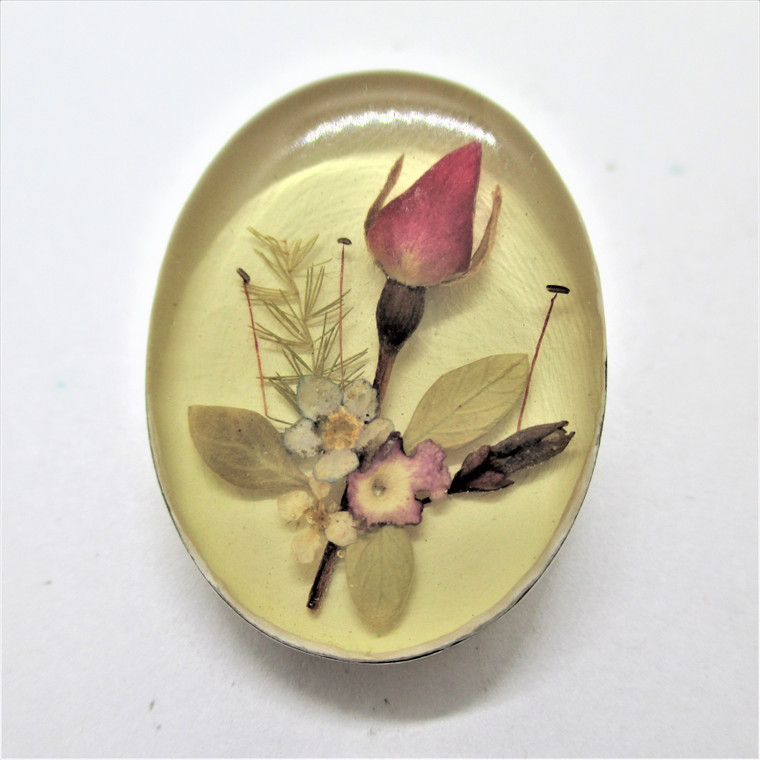 Sterling Silver Mexico Flowers in Resin Pin or Pendant