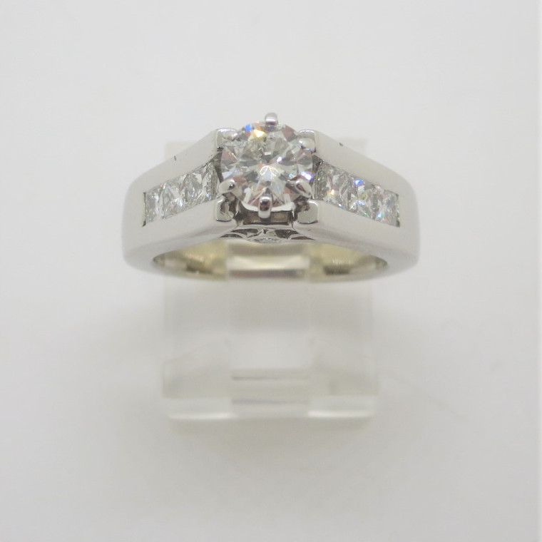 14k White Gold Approx 1.23ct TW Round Brilliant Diamond Engagement Ring Sz 5 1/4