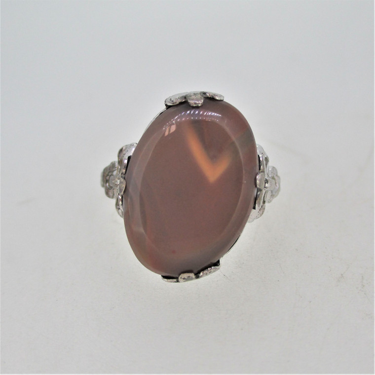 Sterling Silver Filigree Bow Brown Stone Ring Size 6.5