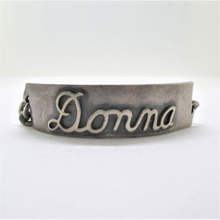 Sterling Silver Personalized Name Donna Chain Bracelet with Safety Chain