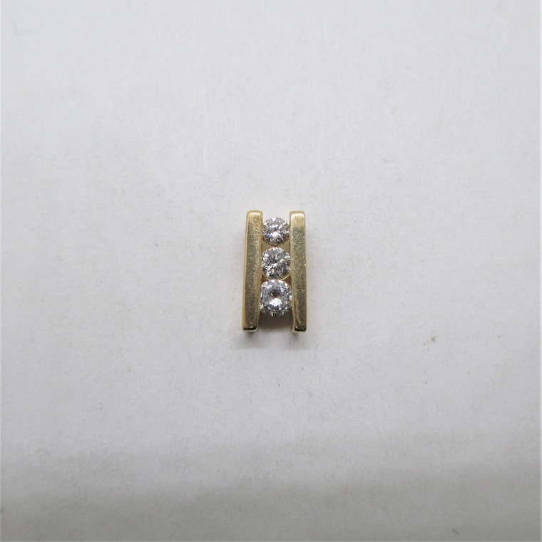 14K Yellow Gold Channel Set Diamond Pendant Signed ALA