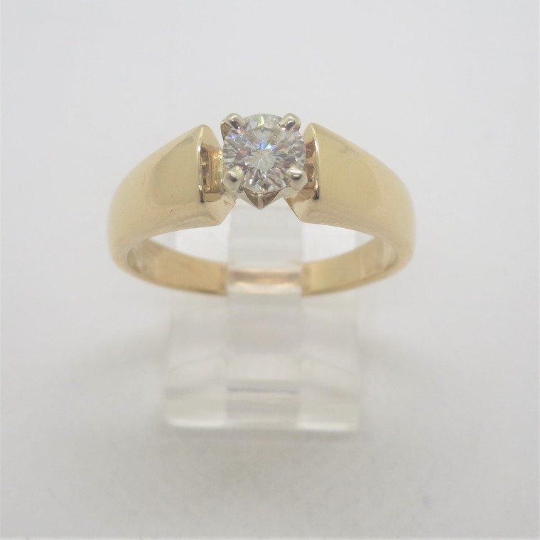 14k Y Gold Approx .70ct Diamond Solitaire Modern Style Engagement Ring Sz 11 1/4
