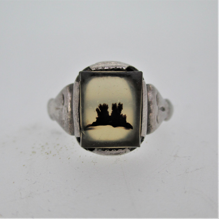 Sterling Silver Picture Agate Ring Size 6.5