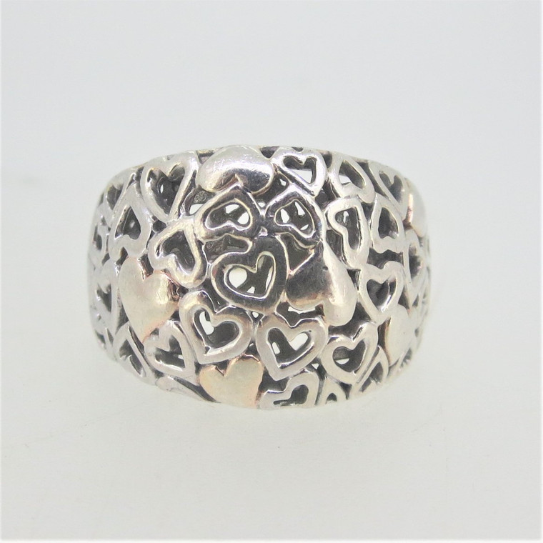 Sterling Silver Modern Heart Dome Design Ring  Sz 8.0