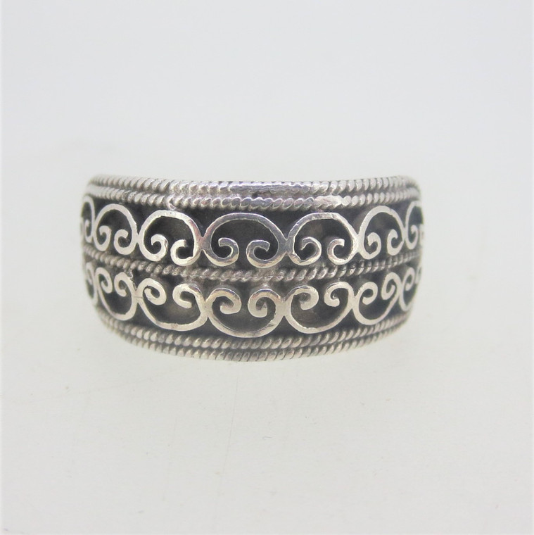 Sterling Silver Filigree Band Ring  Sz 9.25