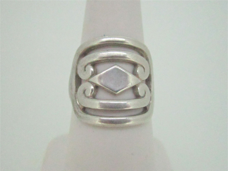 Sterling Silver Square with Cut Out Design Ring  Sz 7