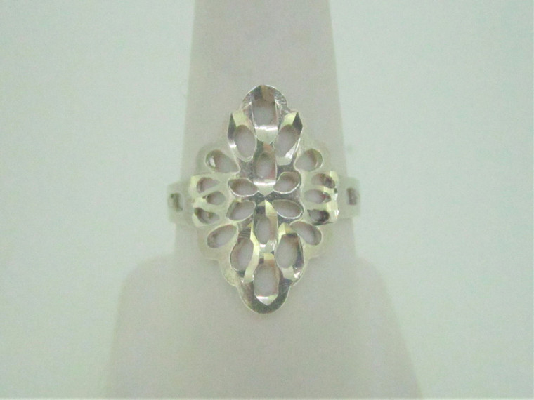 Sterling Silver  Diamond Cut Ring Sz 8