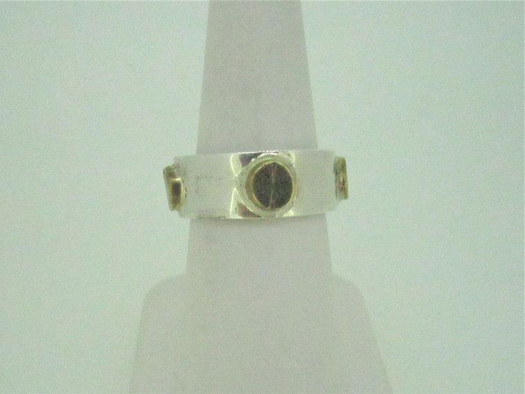 Sterling Silver with Gold Tone Screws Sz 7.0
