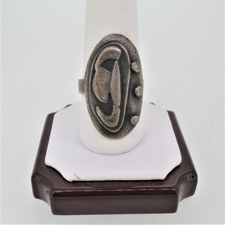 Sterling Silver Abstract Design Ring Size 9
