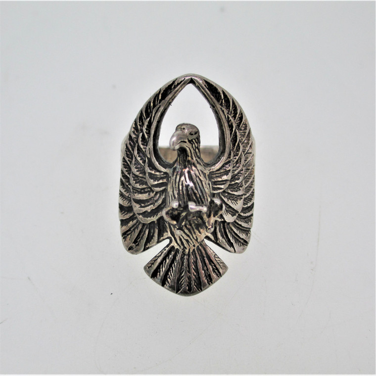 Sterling Silver Swooping Eagle Open Talons Ring Size 9