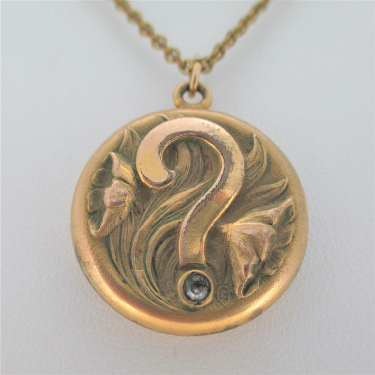 S&BL Co Veribest Gold Filled Art Nouveau Question Mark Locket Necklace