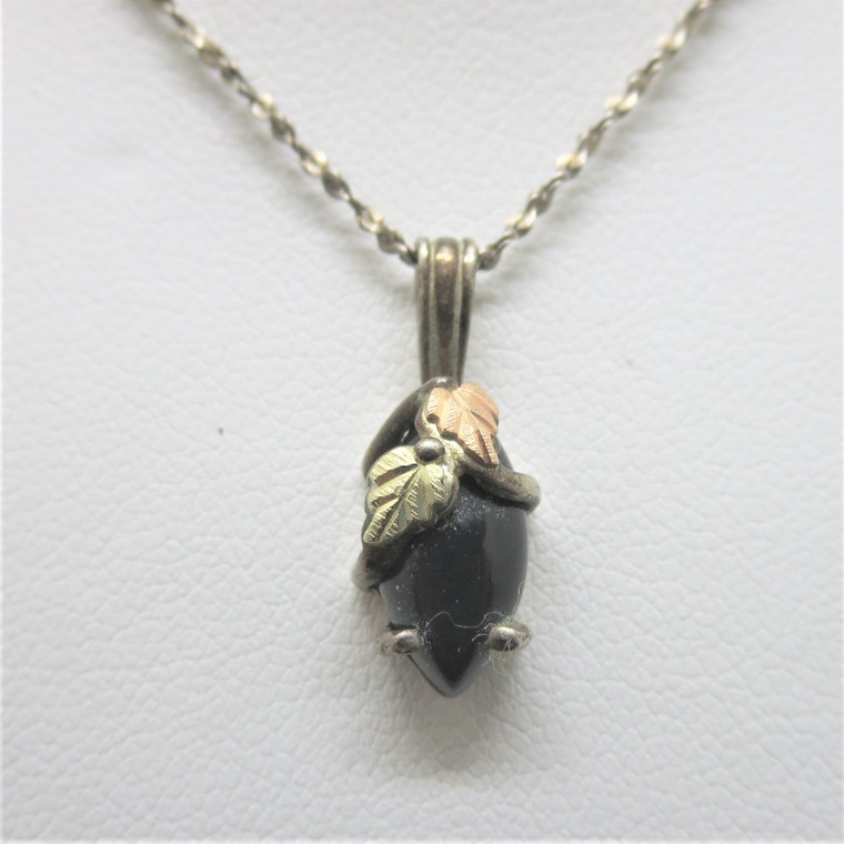 Sterling Silver Black Hills Gold Black Onyx Necklace