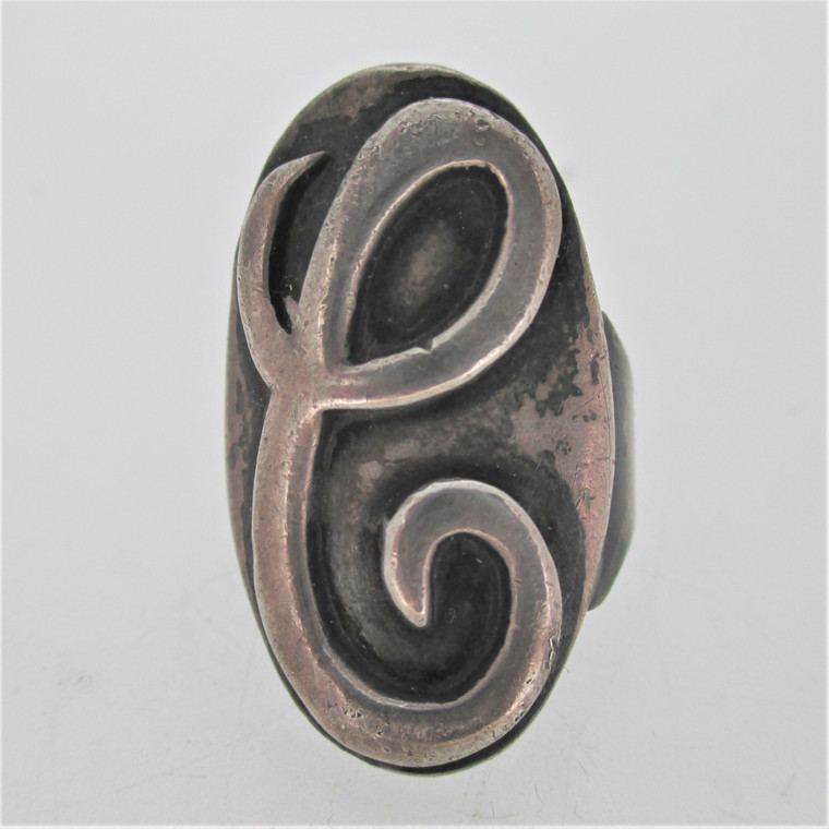 Sterling Silver Signet Initial Monogram C Ring Size 5