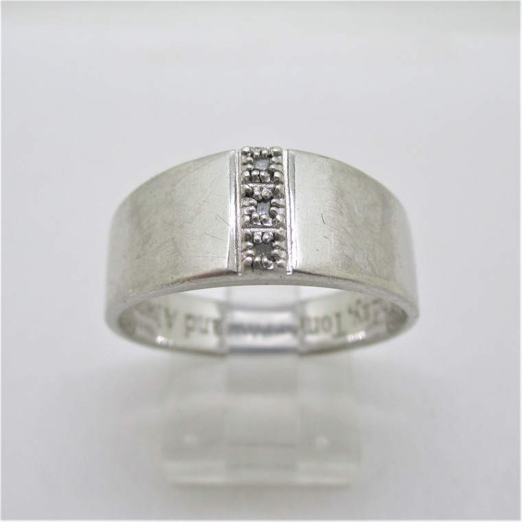 Sterling Silver Diamond Today, Tomorrow and Always Band Size 11