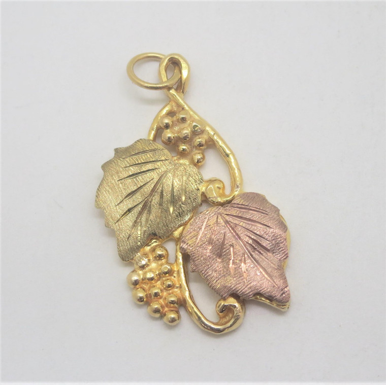 10k Yellow & 12k Black Hills Gold Leaves with Grape Clusters Pendant