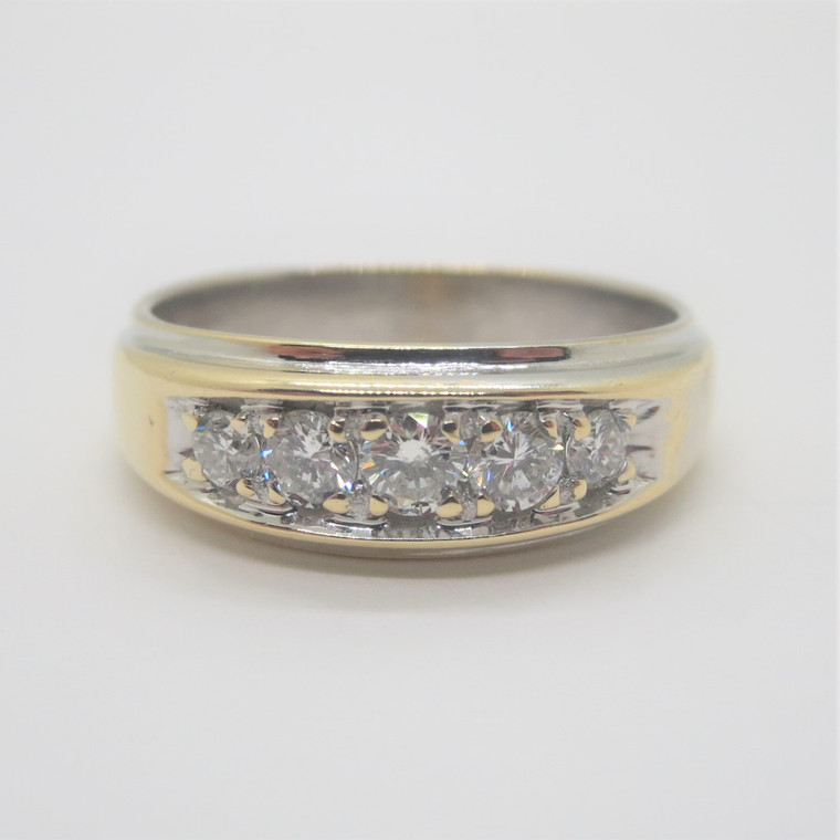 14k 2-Tone Gold Approx 1/3ct TW Diamond Men's Wedding Band Ring Size 9.5