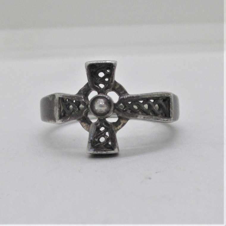 Sterling Silver Sideways Celtic Cross Ring Size 7