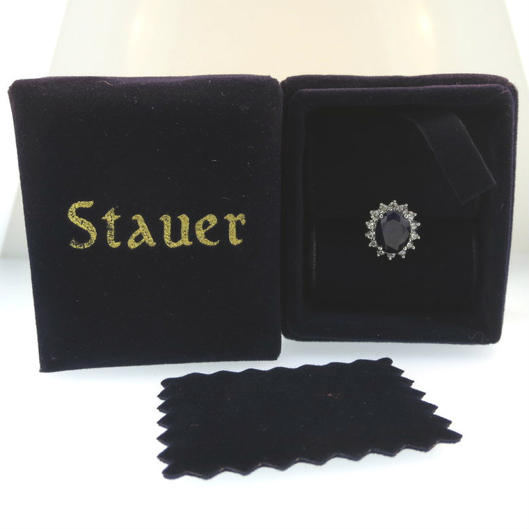 Stauer W5679 'Royal Proposal' Sterling Silver Created Sapphire Ring Sz 7 in Box
