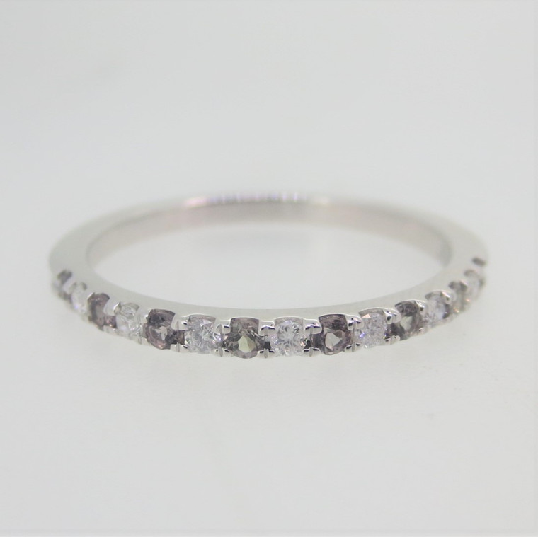 10k White Gold Created Alexandrite June Birthstone Stackable Band Ring Size 7